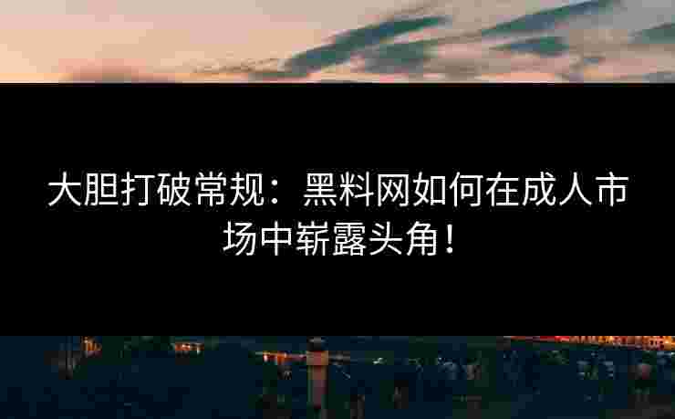 大胆打破常规：黑料网如何在成人市场中崭露头角！